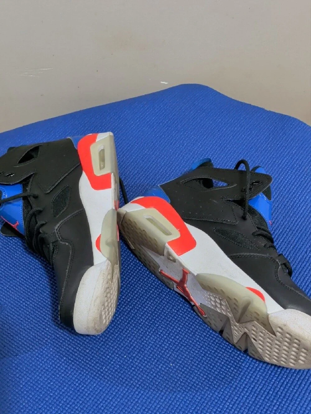 Jordan Kids Black and Blue High-Top Sneakers with Red Jumpman